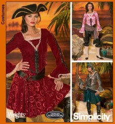 4914 4469 SIMPLICITY PIRATE TOP,  BOTTOMS, SCARF COSTUME PATTERN 6-22 2 SIZES, GIRL 7-14 CHOICE